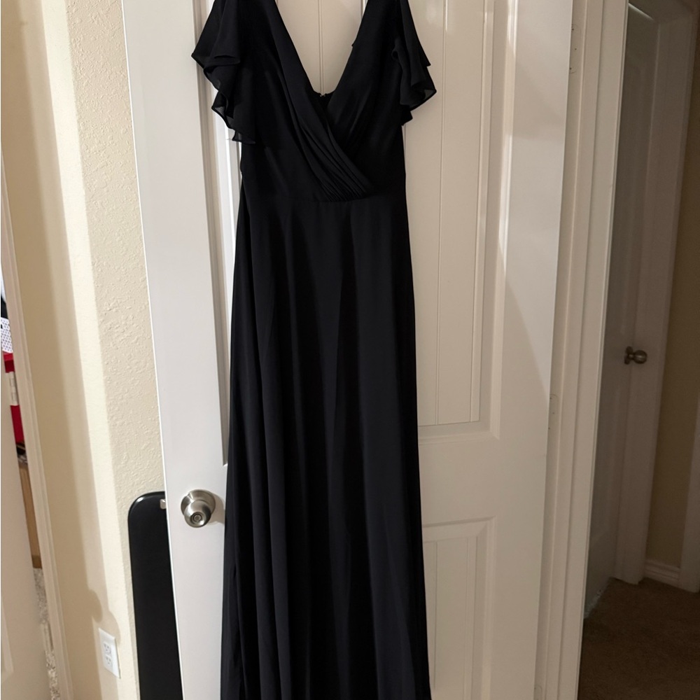 David’s Bridal Long Flutter Sleeve Bridesmaid Dress